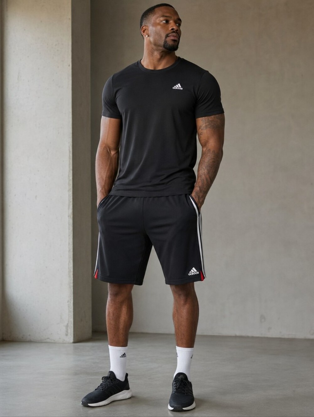 Y2K Vintage Adidas Men’s Black 3‑Stripe Shorts